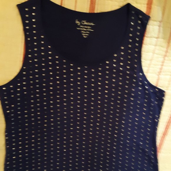 HUGE DISCOUNT EUC Chico's Navy Sequin tank Sz 2 - Picture 1 of 7